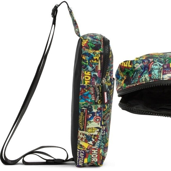 Marvel NWT Multi Character Small Top Zip Adjustable Sling Shoulder Bag Travel - Picture 2 of 4